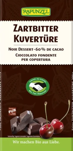 RAPUNZEL Schokolade|Glutenfreie Lebensmittel^- Zartbitter Kuvertüre HIH, 200g