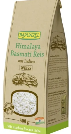 RAPUNZEL Reis|Glutenfreie Lebensmittel^-Himalaya Basmati Reis weiß, bio 500g