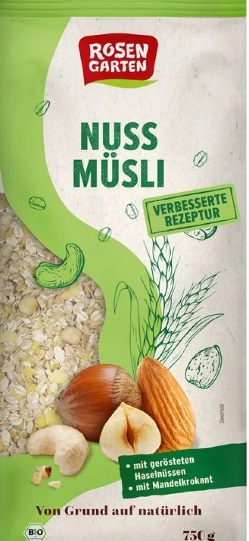Minderleinsmuehle GmbH & Co. KG Breie & Müsli^Rosengarten - Nuss-Müsli, 750g