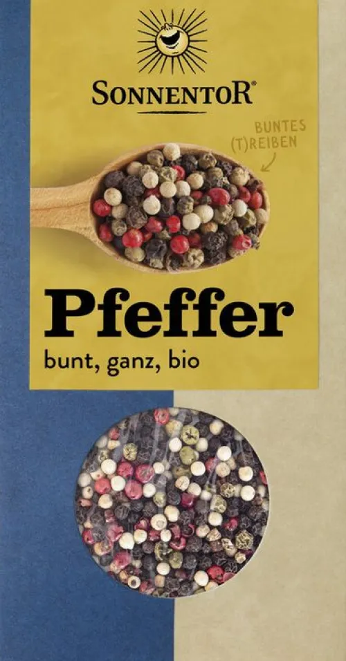 SONNENTOR Gewürze Und Kräuter|Glutenfreie Lebensmittel^- Pfeffer bunt ganz, 50g