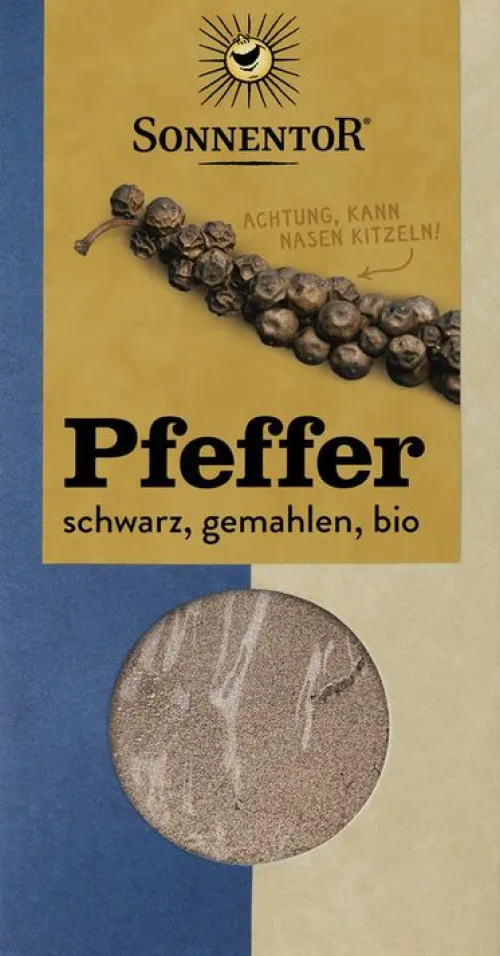 SONNENTOR Gewürze Und Kräuter|Glutenfreie Lebensmittel^- Pfeffer schwarz gemahlen, 50g