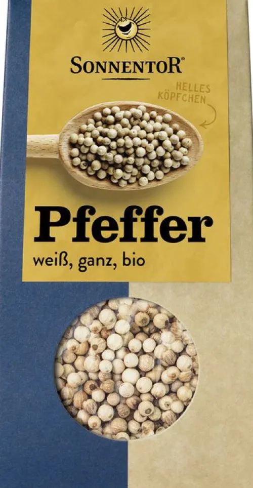 SONNENTOR Gewürze Und Kräuter|Glutenfreie Lebensmittel^- Pfeffer weiß ganz, 35g