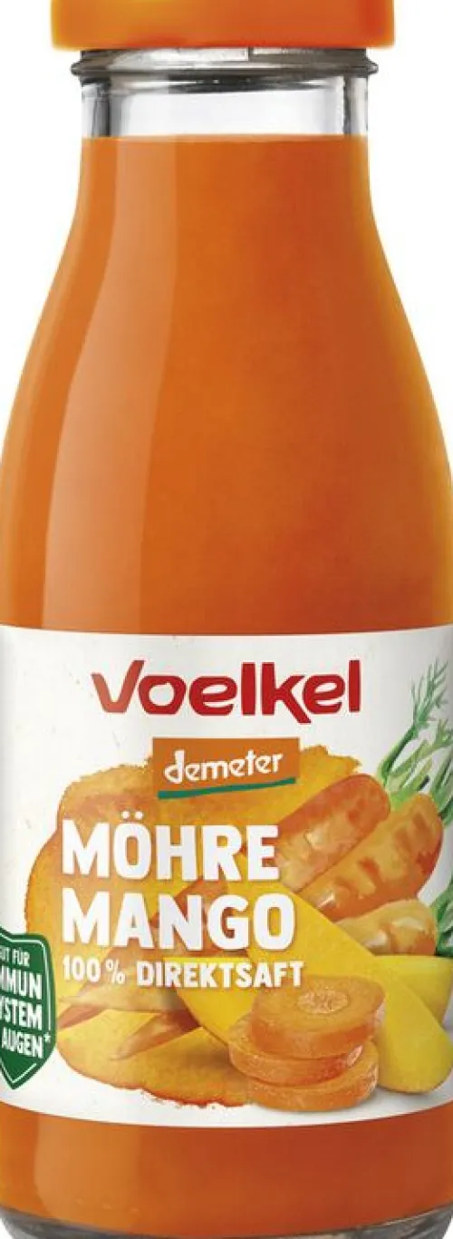 VOELKEL Gemüsesäfte|Glutenfreie Lebensmittel^- Möhre Mango, 0,25l