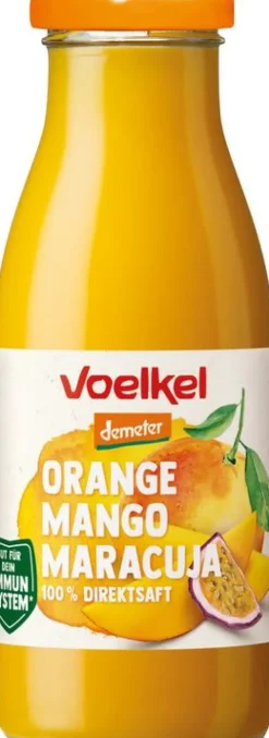 VOELKEL Fruchtsäfte|Glutenfreie Lebensmittel^- Orange Mango Maracuja, 0,25l