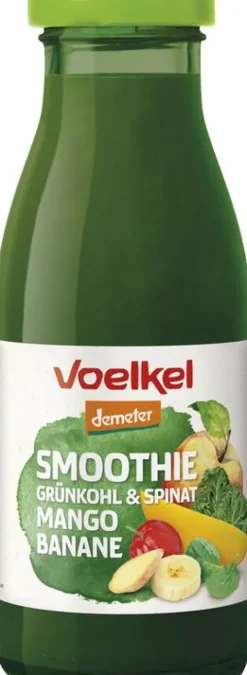 VOELKEL Gemüsesäfte|Glutenfreie Lebensmittel^- Smoothie Grünkohl & Spinat Mango Banane, 0,25l