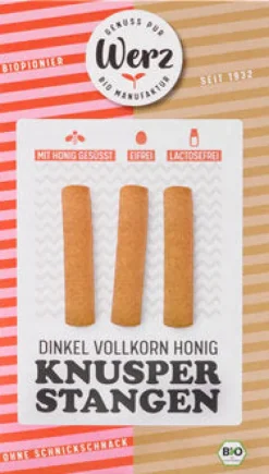 WERZ Knabbergebäck^- Honig Knusperstangen Dinkel Vollkorn, bio 125g