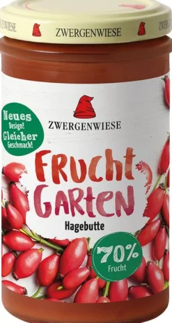 ZWERGENWIESE Fruchtaufstriche|Glutenfreie Lebensmittel^- FruchtGarten Hagebutte bio glutenfrei 225g