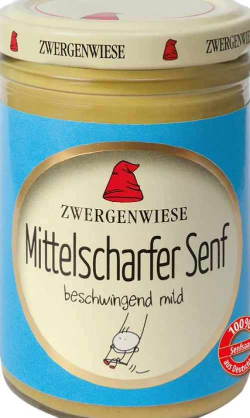 ZWERGENWIESE Saucen Und Dressing|Glutenfreie Lebensmittel^- Mittelscharfer Senf bio, 160ml