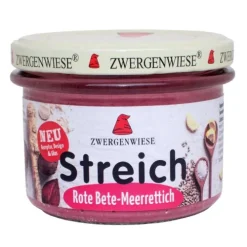 ZWERGENWIESE Vegane Brotaufstriche|Glutenfreie Lebensmittel^- Rote-Bete-Meerrettich Streich Bio Vegan 180g
